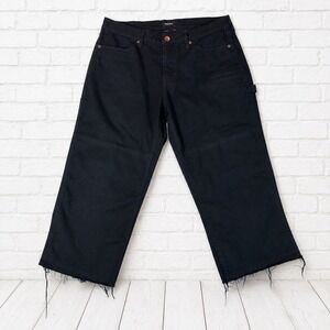 Brixton Relaxed Fit Work Pants Black Hammer Loop Raw Hem Mens 33 Streetwear